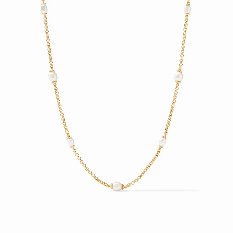 Sterling Silver Necklace with Diamond Pendant-Marbella Long Station Necklace