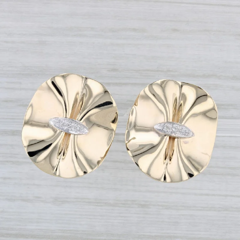 Bright Neon Earrings-Diamond Abstract Flower Stud Earrings 14k Yellow Gold Statement