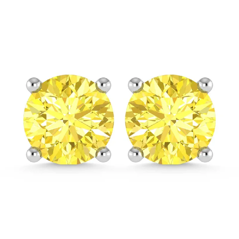 Matching Earrings for Necklaces-IGI Certified 14K White Gold Lab Grown Yellow Diamond 2 Ct.Tw. Stud Earrings