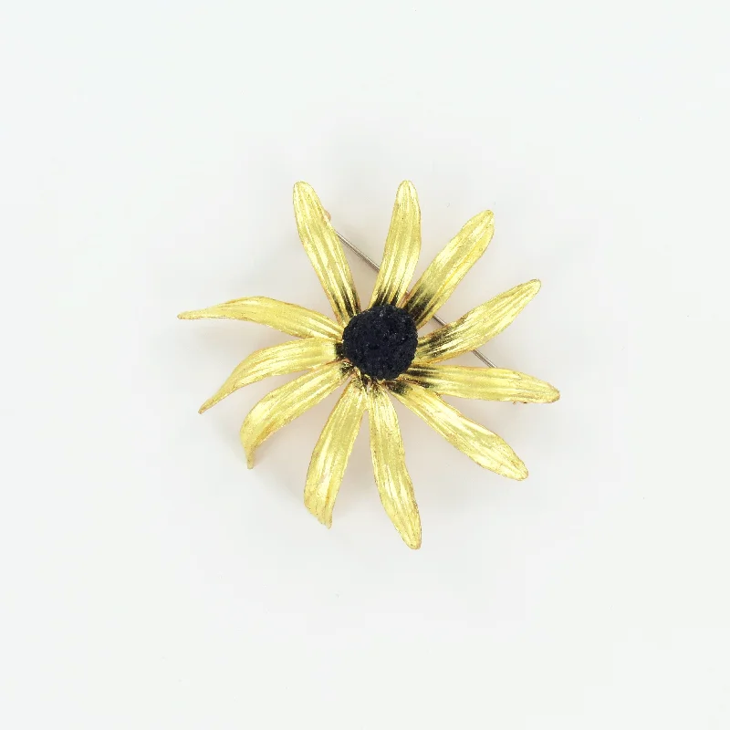 Classic Heart-Shaped Brooch with Pearl Center-Black Eyed Susan Brooch