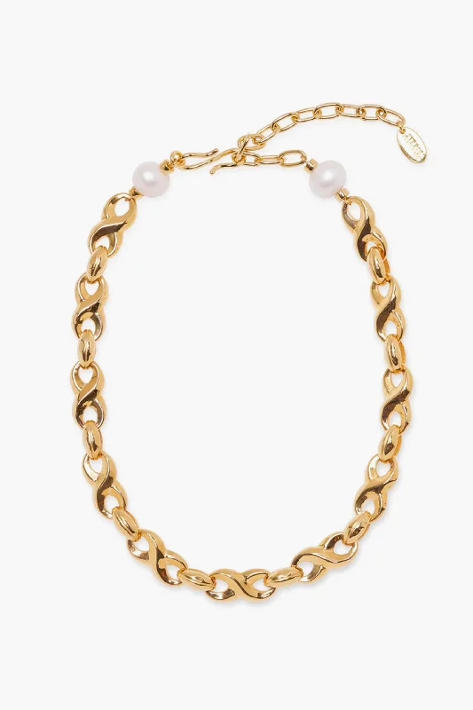 Classic Pearl Necklace for Casual Wear-Gold Infinity Link Necklace