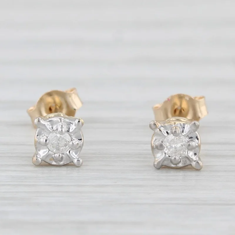 Sweetheart Earrings for Women-Round Diamond Solitaire Stud Earrings 10k Yellow Gold