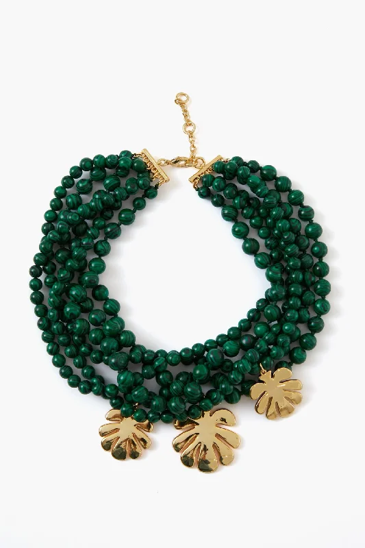 Custom Gold Necklace with Engraving-Green Malachite Lachlan Necklace