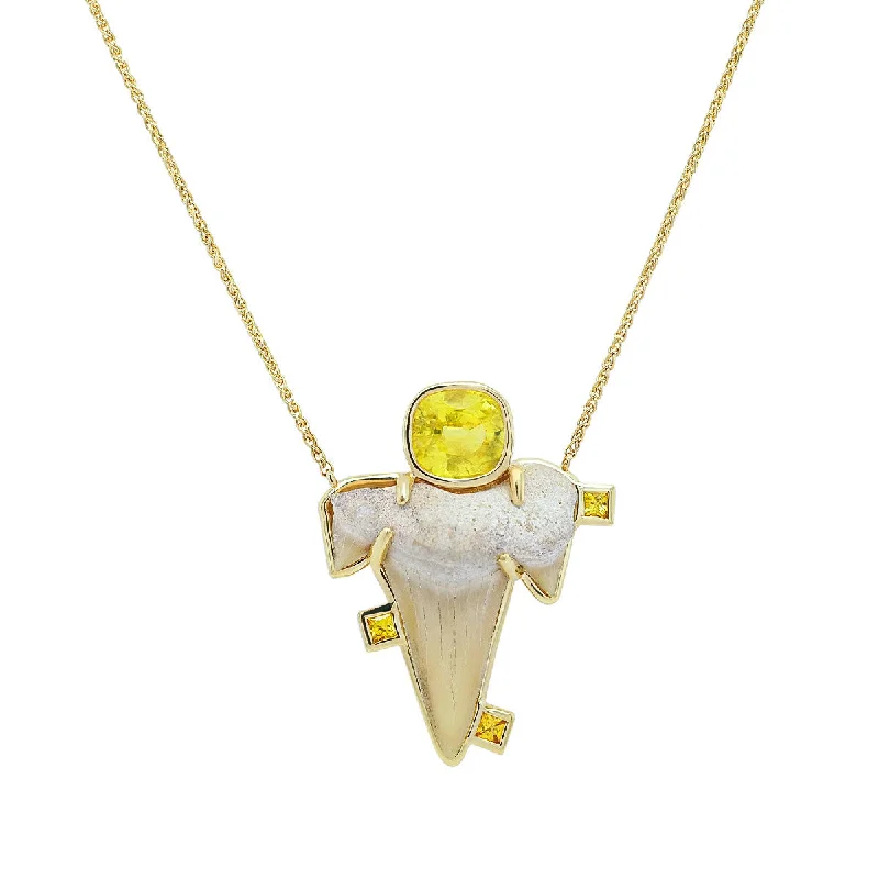 Custom Gold Chain Necklace-Shark Bite Necklace | Yellow Sapphire