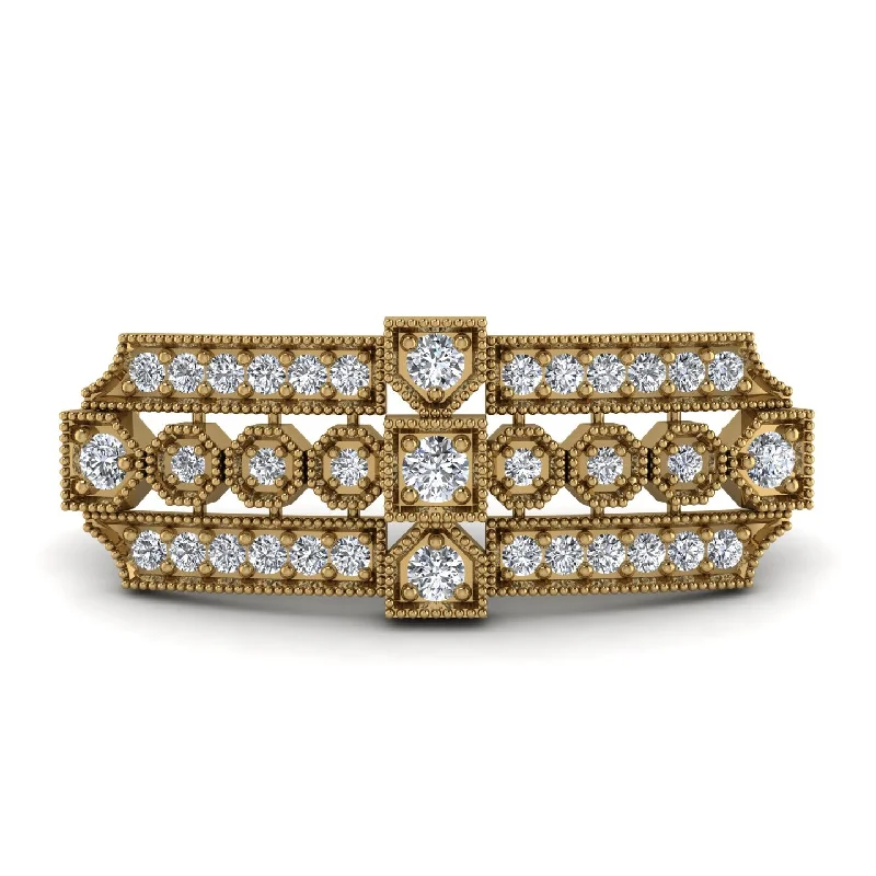 Trendy Brooch with Geometric Design and Gemstones-Diamond Antique Elegance Brooch - Alondra No. 1