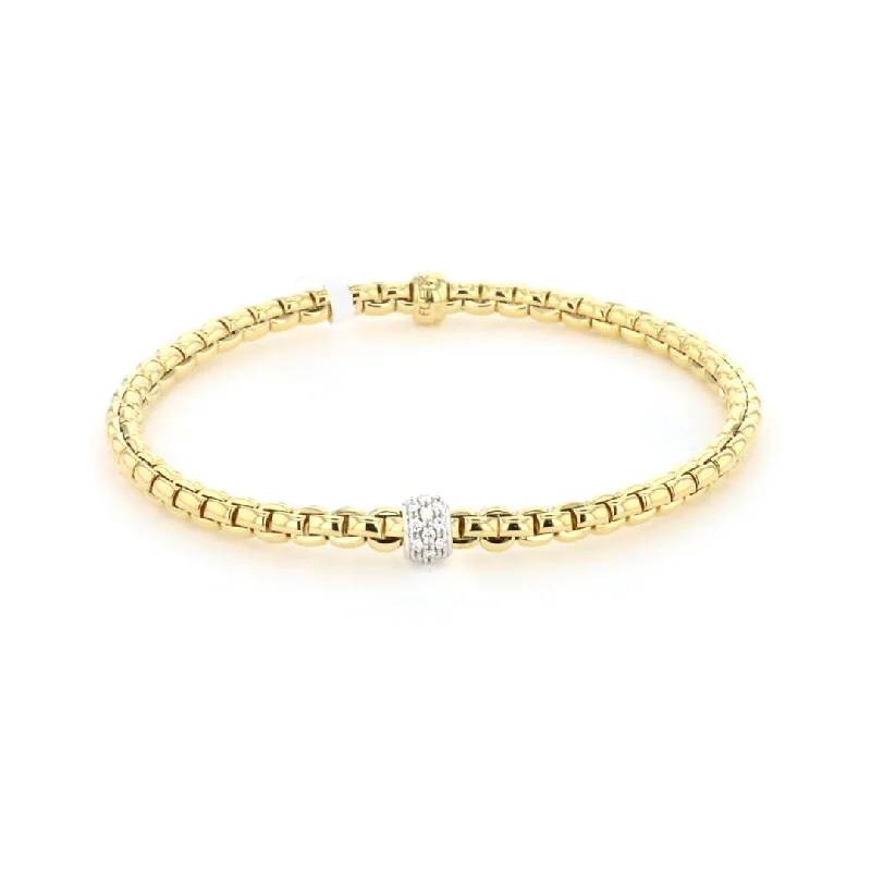 Luxury Rose Gold Bracelet with Diamond Charms-0.19 ctw Diamond Stretch Bracelet