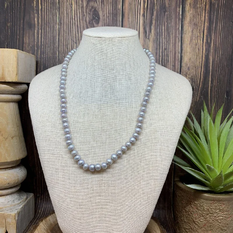 Classic Silver Pendant Necklace-Silver Pearl Necklace