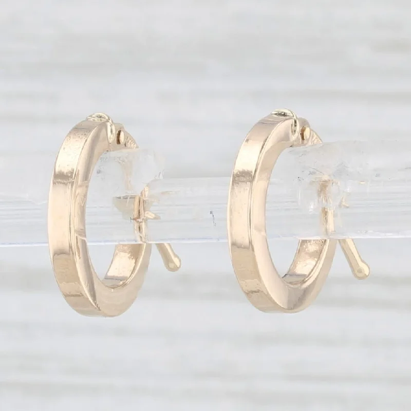 Cuff Earrings for Women-New Small Round Hoop Earrings 14k Yellow Gold Pierced Snap Top Hoops