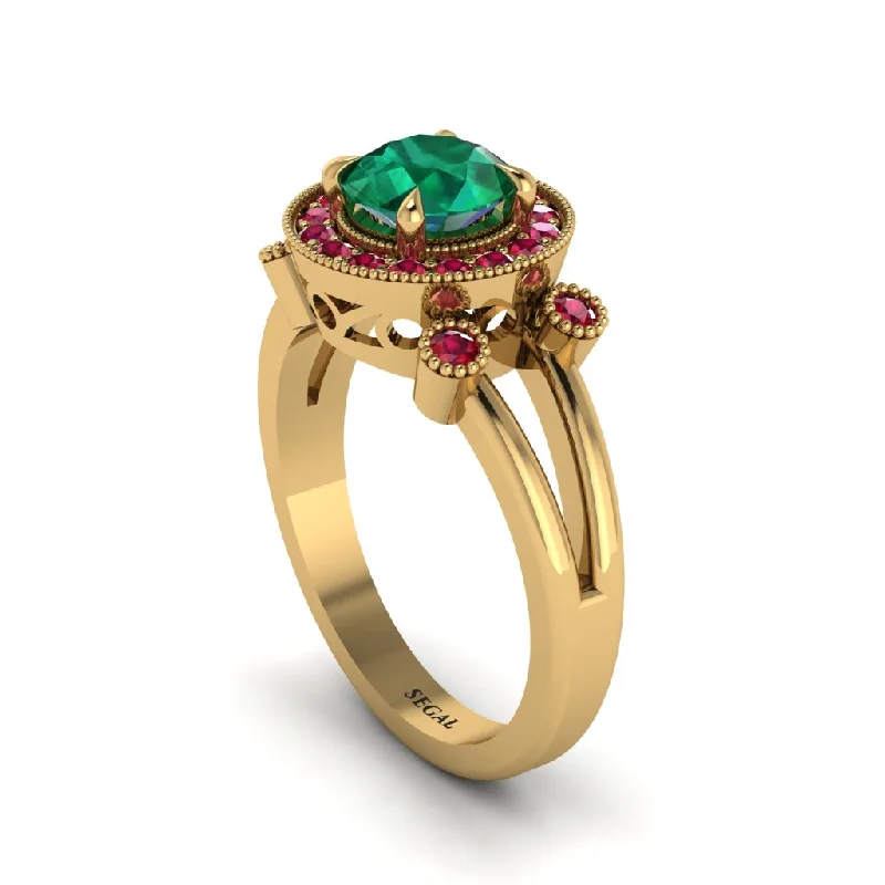 Custom Engagement Ring for Women-Radiant Emerald Halo Gold Engagement Ring - Madilyn No. 49