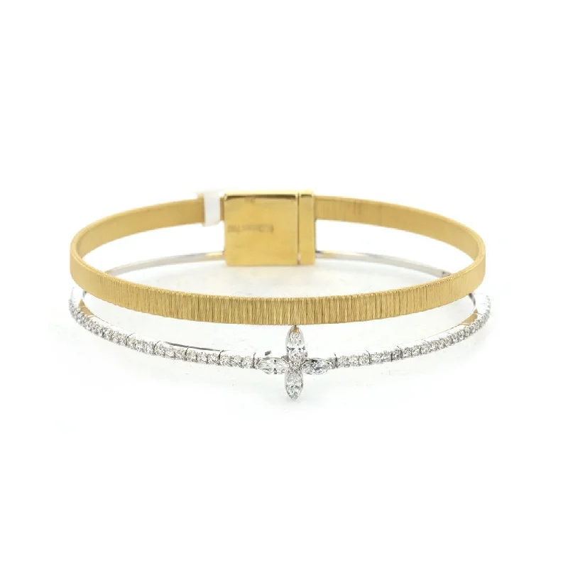 Elegant Gold Bracelet with Personalized Charms-0.89 ctw Diamond 2-Row Bracelet