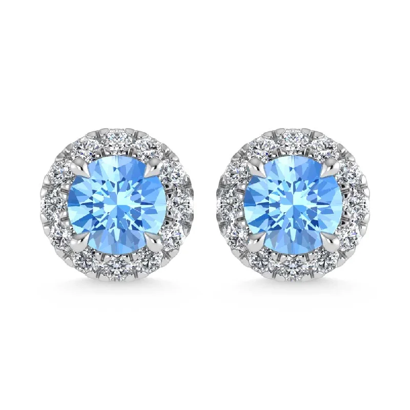 Mismatched Earrings for Fun-14K White Gold  3/4 Ct.Tw. White and Blue Lab Grown Diamond Stud Earrings