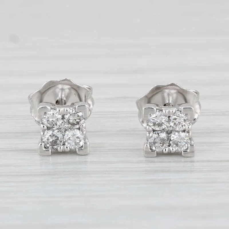 Cuff Earrings for Women-0.25ctw Round Diamond Stud Earrings 10k White Gold Pierced Studs