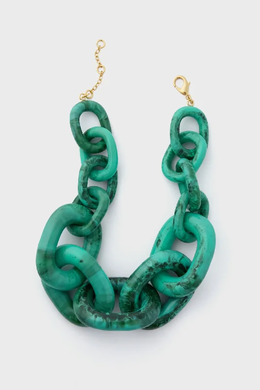 Fine Gold Necklace for Bridesmaids-Malachite Marble Catena Necklace