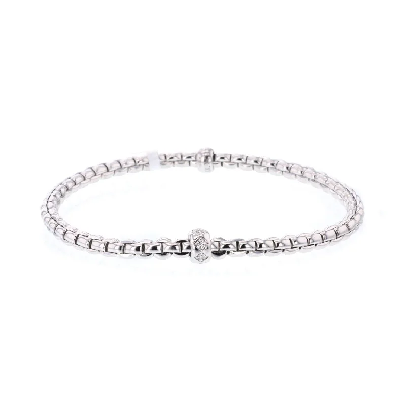 Classic Gold Bracelet with Engraved Date-0.12 ctw Diamond Flex Bracelet