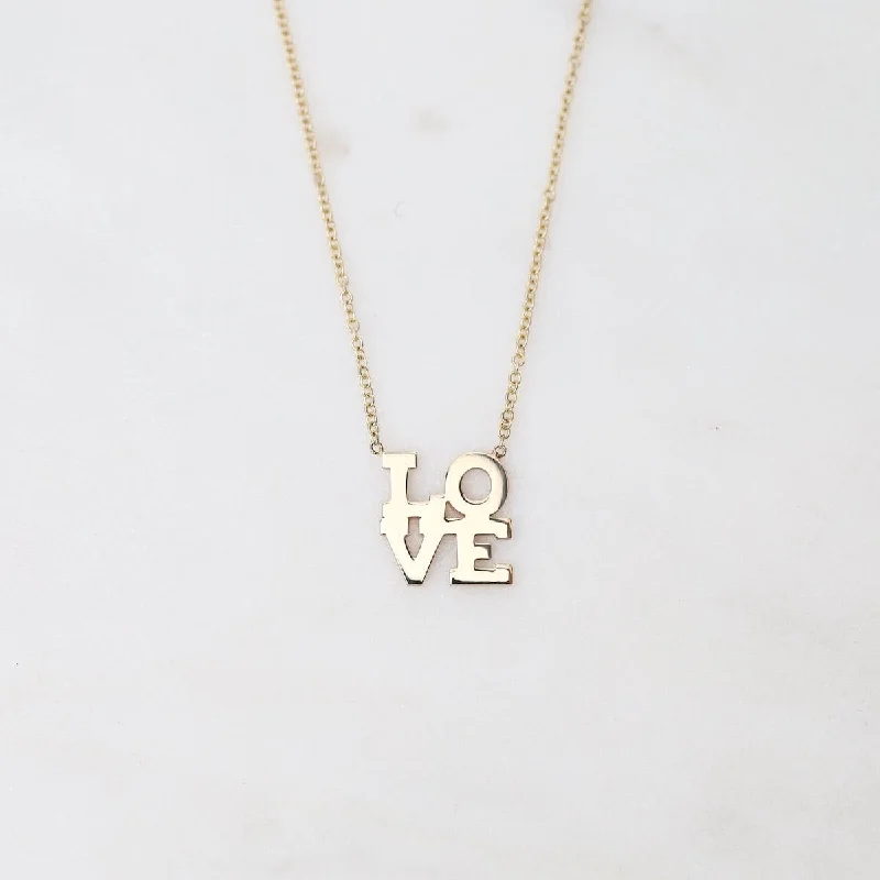 Classic Gold Chain Necklace for Women-14k Stacked "Love" Necklace