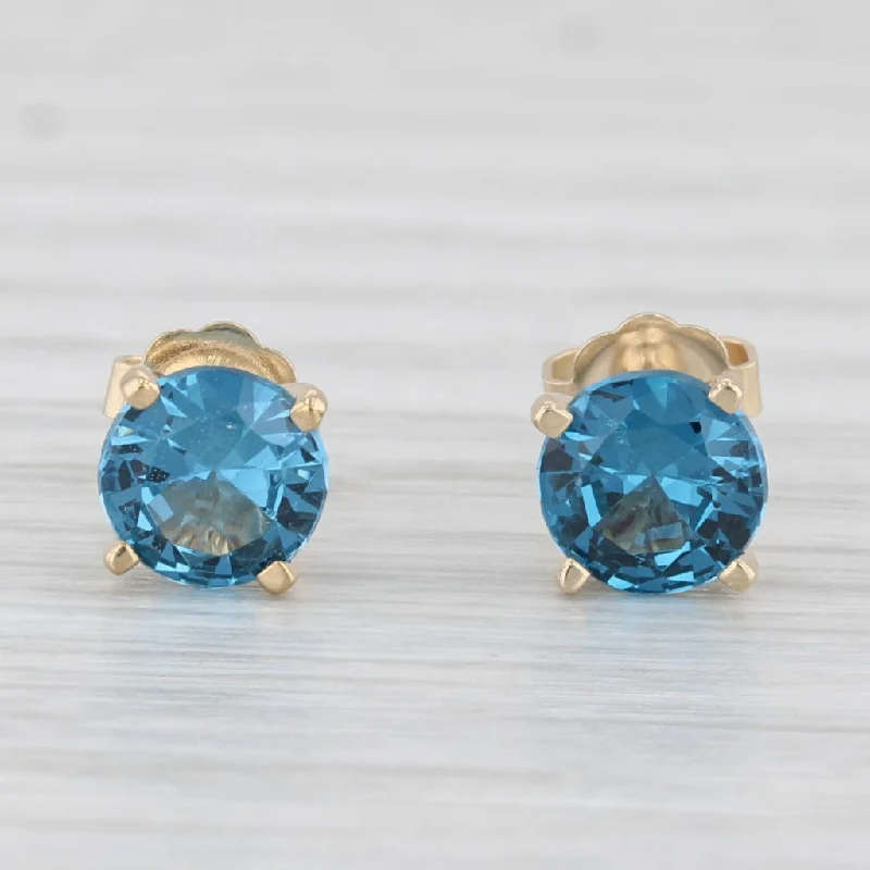 Multi-Layered Earrings-1.50ctw Lab Created Blue Spinel Stud Earrings 14k Yellow Gold