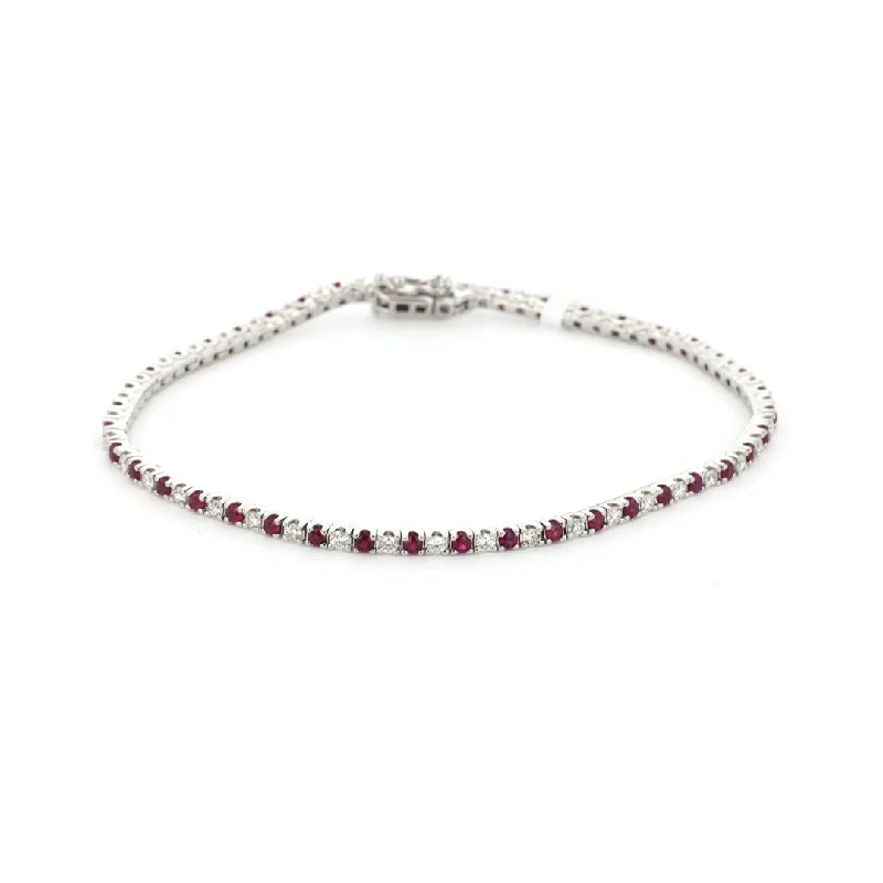 Personalized Bar Bracelet with Special Date-Ruby & Diamond Eternity Bracelet | M10278862