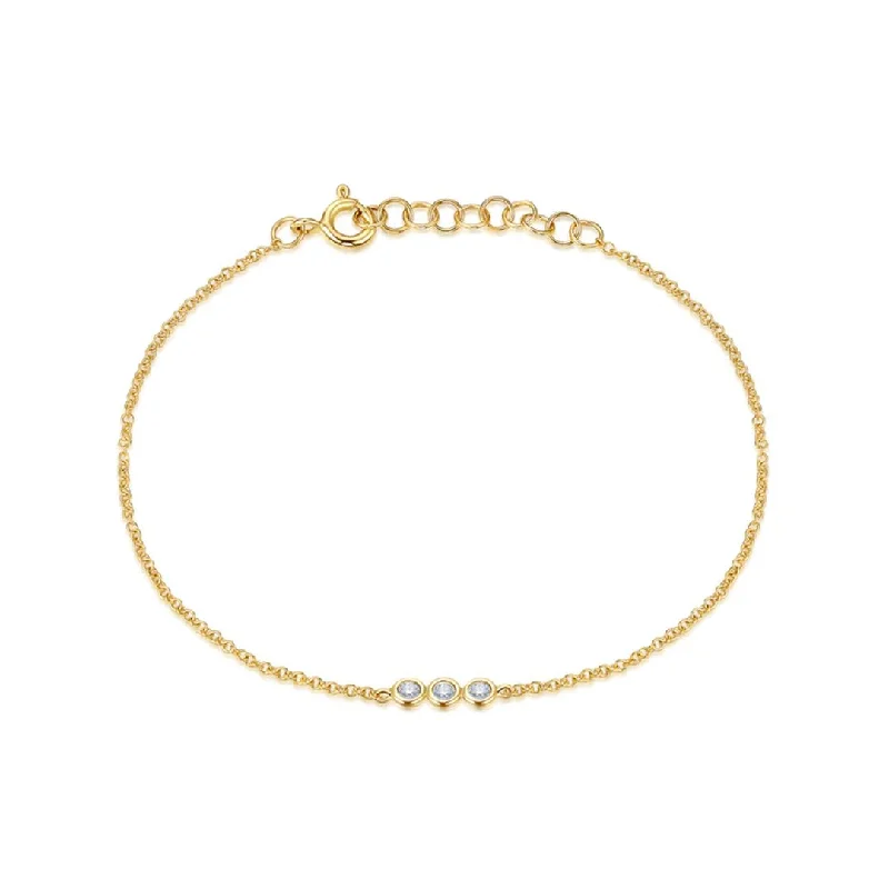 Simple Gold Bracelet with Unique Charm Details-0.08 ctw Diamond Bracelet