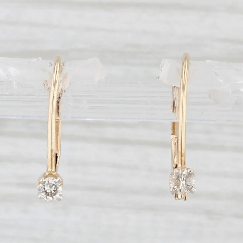 Twist Earrings for Women-Diamond Drop Earrings 10k Yellow Gold Round Solitaires