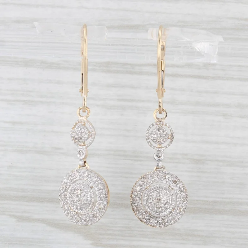 Artistic Drop Earrings-0.20ctw Diamond Circle Dangle Earrings 14k Gold Drops