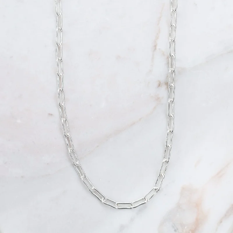 Statement Necklace for Special Events-Sterling Silver Parallel Link Chain Necklace