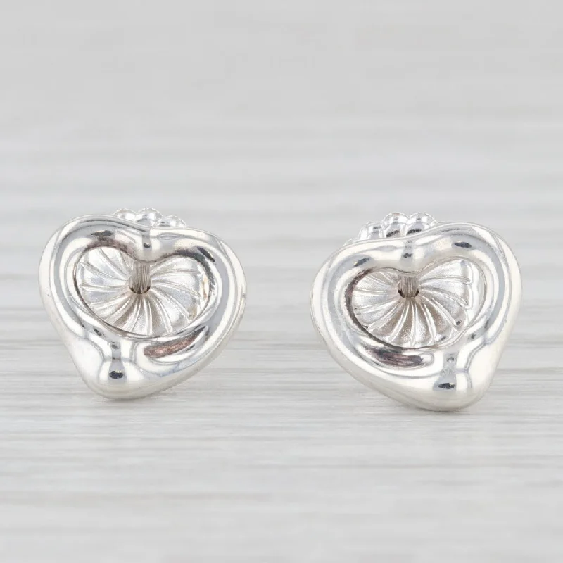 Rose Earrings for Women-Tiffany & Co. Elsa Peretti Sterling Silver Open Heart Earrings with Pouch