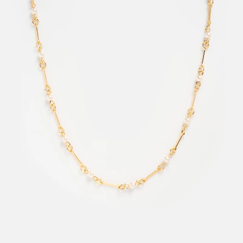 Long Gold Necklace for Women-Floating Pearl Necklace