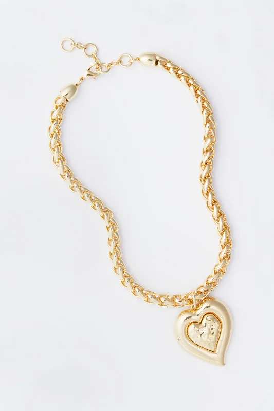 Designer Necklace for Special Occasions-Gold Maxwell Heart Pendant Necklace