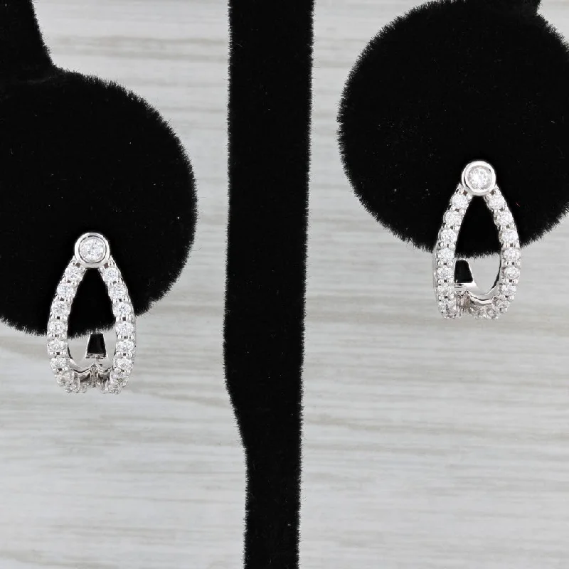 Elegant Drop Earrings-New 0.57ctw Diamond Contoured J-Hook Earrings 14k White Gold