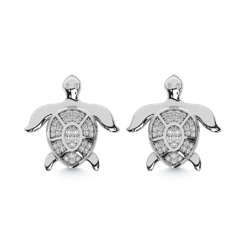 Elegant Drop Earrings-14K White Gold Diamond 1/5 Ct.Tw. Turtle Earrings