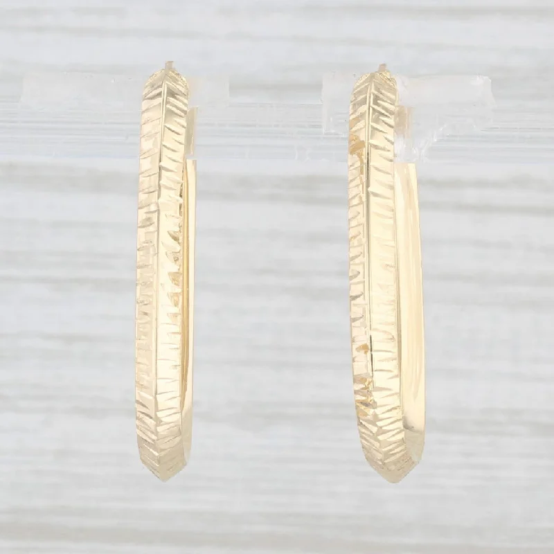 Geometric Earrings for Women-New Oval Hoop Earrings 14k Yellow Gold Snap Top Pierced Hoops