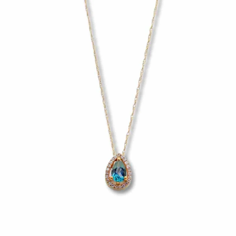 Fashionable Layered Necklace for Women-14K Yellow Gold 1.3G Topaz Diamond Necklace