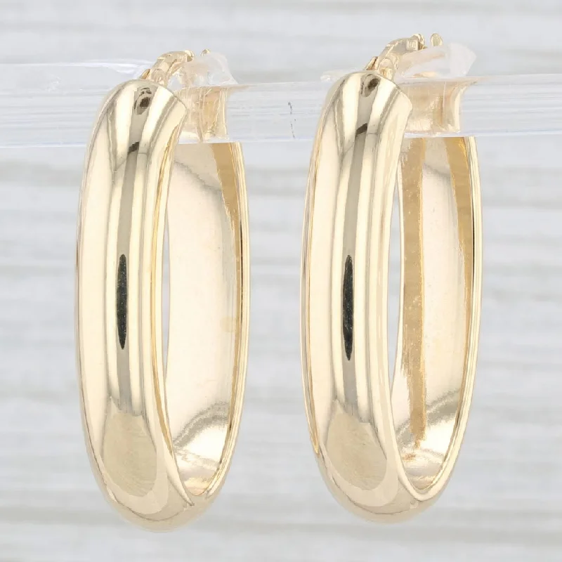 Clear Crystal Earrings-New Oval Hoop Earrings 14k Yellow Gold Pierced Snap Top Hoops