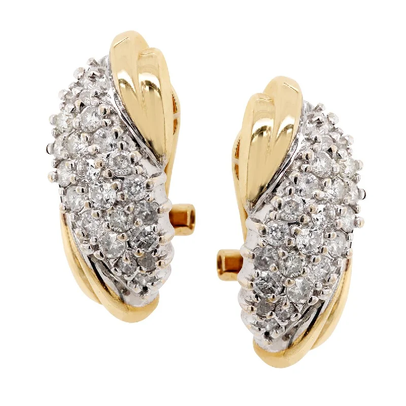 Clip-On Earrings for Non-Pierced Ears-FANCY YELLOW GOLD DIAMOND EARRINGS, 1.00 CT TW