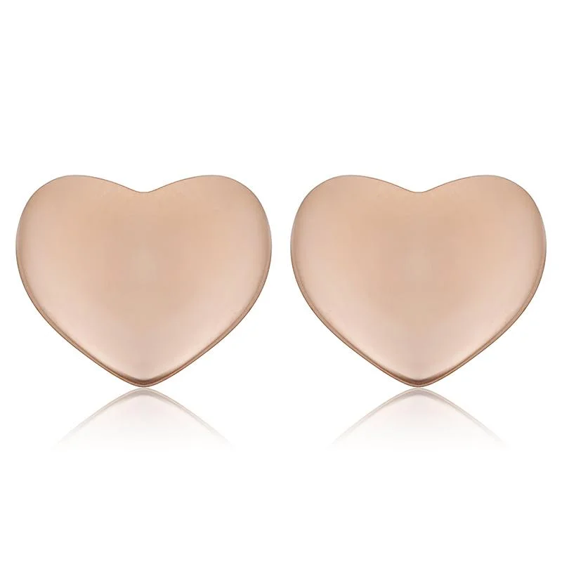 Simple Hoop Earrings for Casual Wear-ROSE GOLD HEART STUD EARRINGS