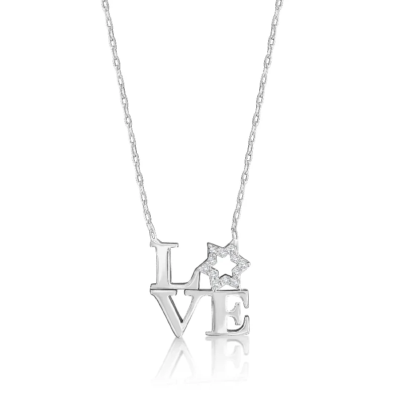 Sparkling Heart Necklace for Special Occasions-Love Letter Necklace - Silver