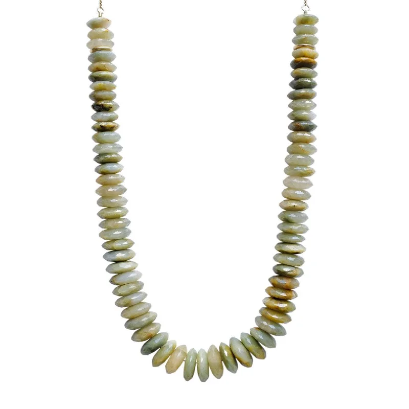 Sterling Silver Necklace with Diamond Pendant-Chrysoberyl Heishi Bead Necklace | 3.50GMS