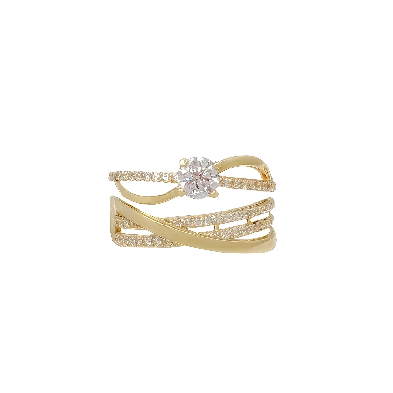 Trendy Multi-stone Ring for Fashionistas-Two-Piece Set Engagement Ring (18K)