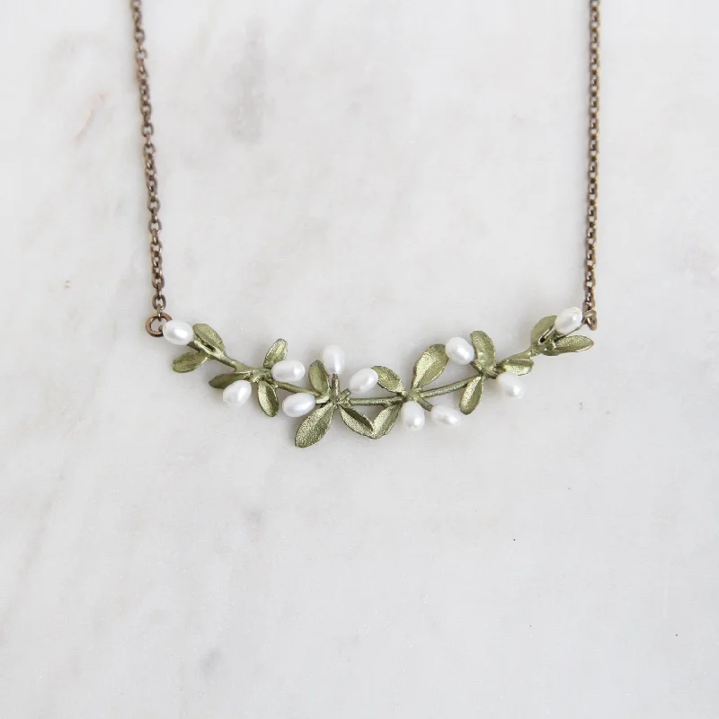 Sparkling Necklace with Diamond Accents-Flowering Thyme Bar Necklace