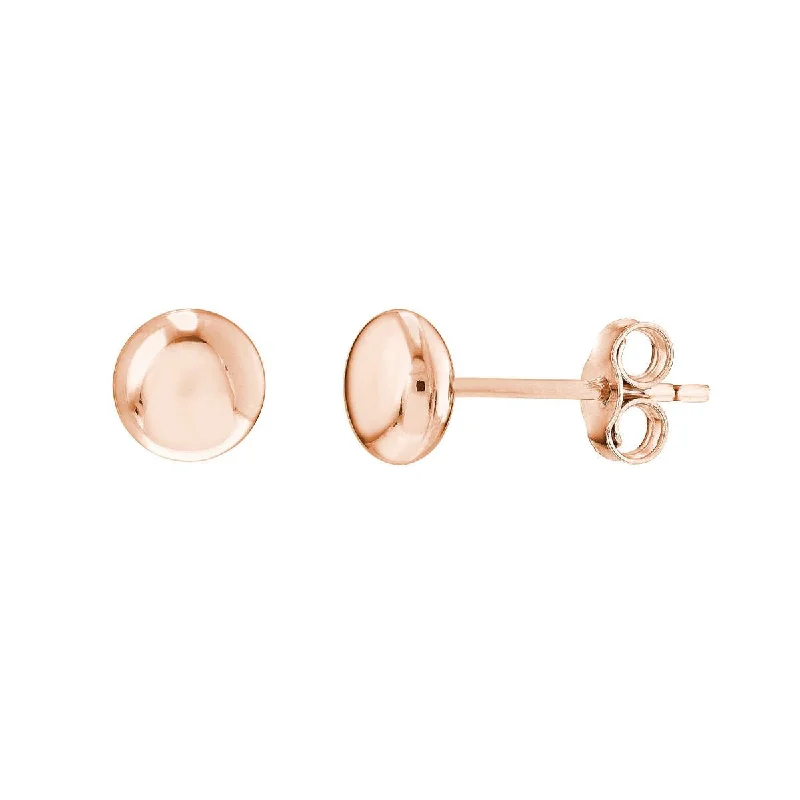 Tropical Earrings for Summer-ROSE GOLD FLAT ROUND PEBBLE STUD EARRINGS, 5.5MM