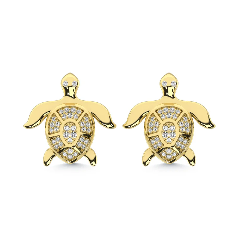 Pear Shaped Earrings-14K Yellow Gold Diamond 1/5 Ct.Tw. Turtle Earrings