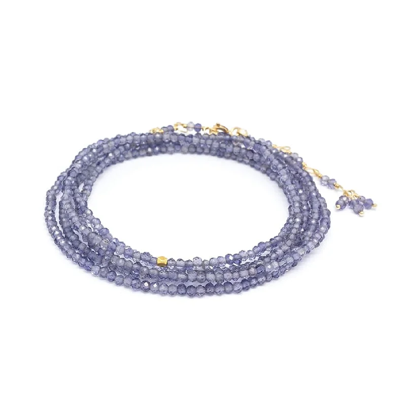 Large Statement Necklace for Parties-Iolite Wrap Bracelet & Necklace