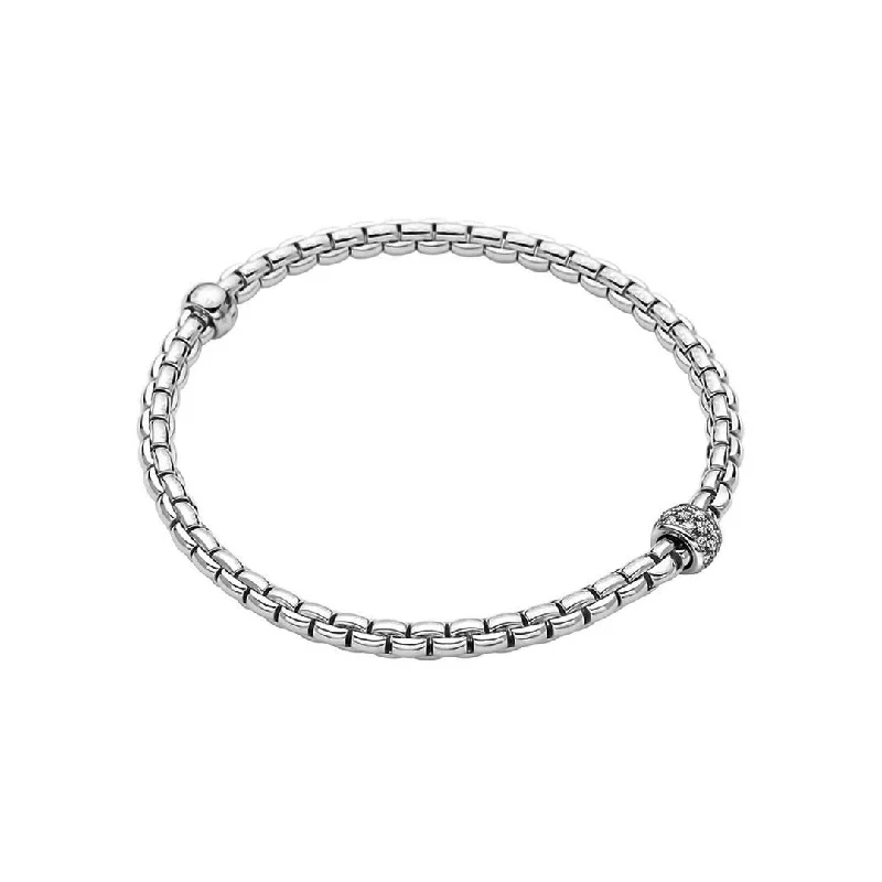 Personalized Silver Bracelet with Family Symbols-0.19 ctw Diamond Stretch Flex Bracelet