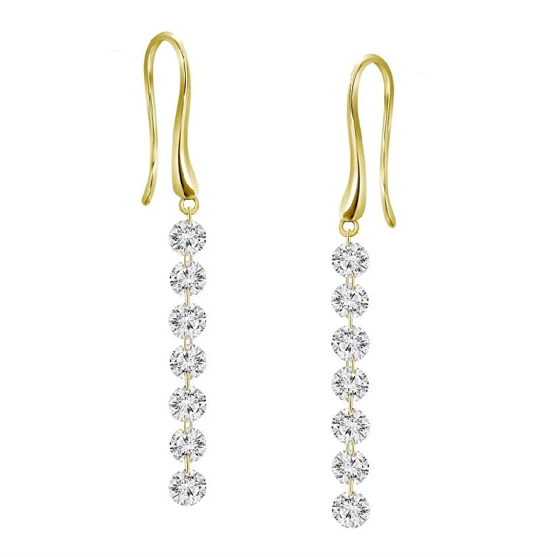 Pearl Hoop Earrings-DANGLING DIAMOND EARRINGS, .69 CT TW