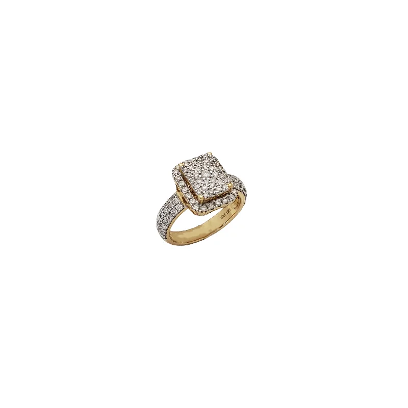 Fashionable Cocktail Ring with Bold Design-Diamond Rectangle Shape Engagement Ring (14K)