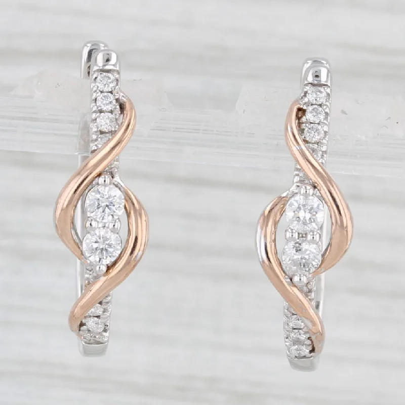 Sparkly Diamond Earrings-Ever Us 0.50ctw Diamond Hoop Earrings 14k White Rose Gold Snap Top Hoops