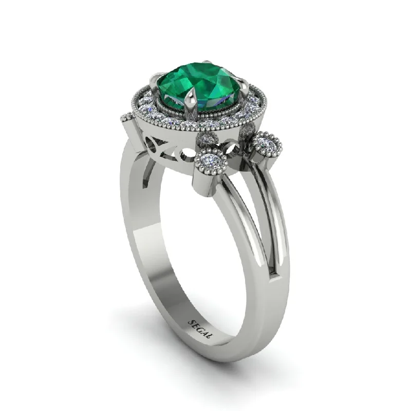 Custom Birthstone Ring with Custom Setting-Radiant Emerald Halo Gold Engagement Ring - Madilyn No. 6