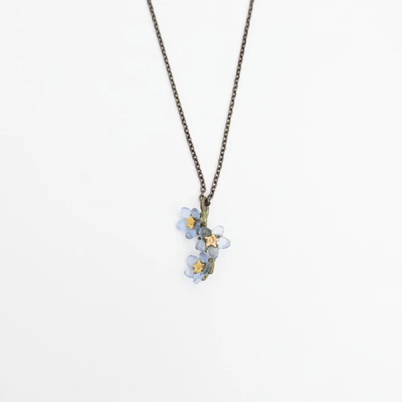 Statement Necklace for Special Occasions-Forget Me Not Flower Pendant Necklace