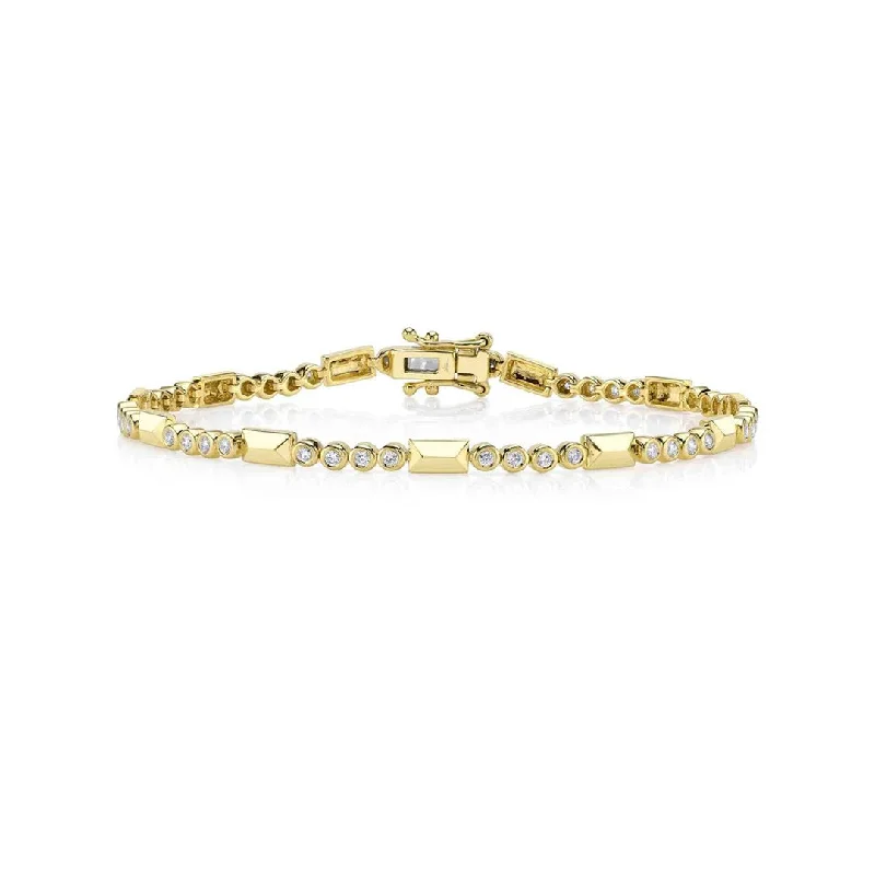 Customizable Gold Bracelet with Simple Engraving-0.54 ctw Diamond Bracelet