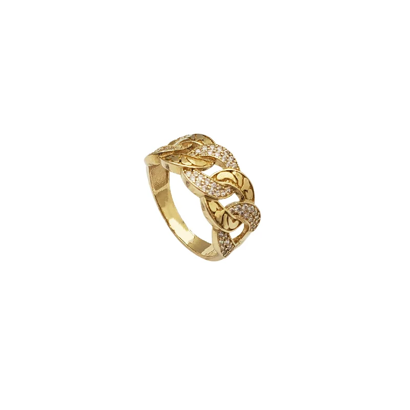 Unique Gemstone Ring with Gold Band-Cuban Resonance CZ Ring (14K)